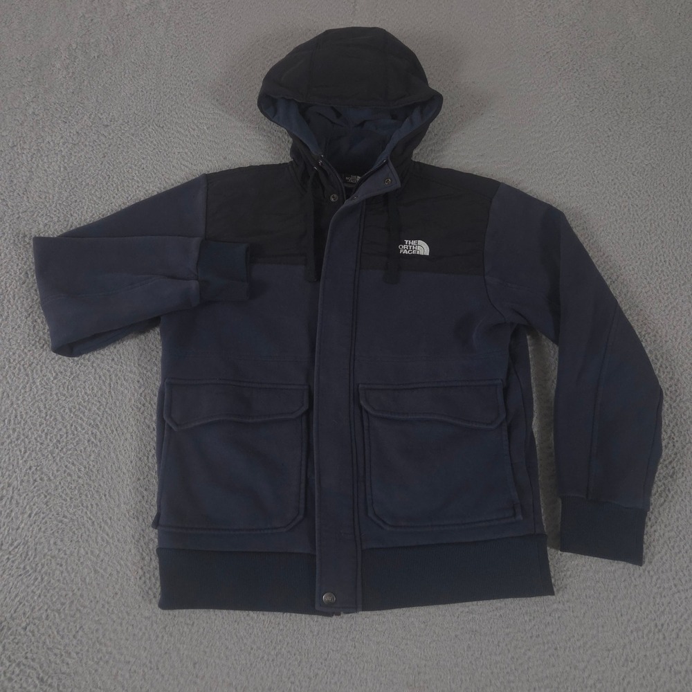 The North Face Jacket Mens Medium Navy Rivington II Fleece Nylon Overlay Hooded